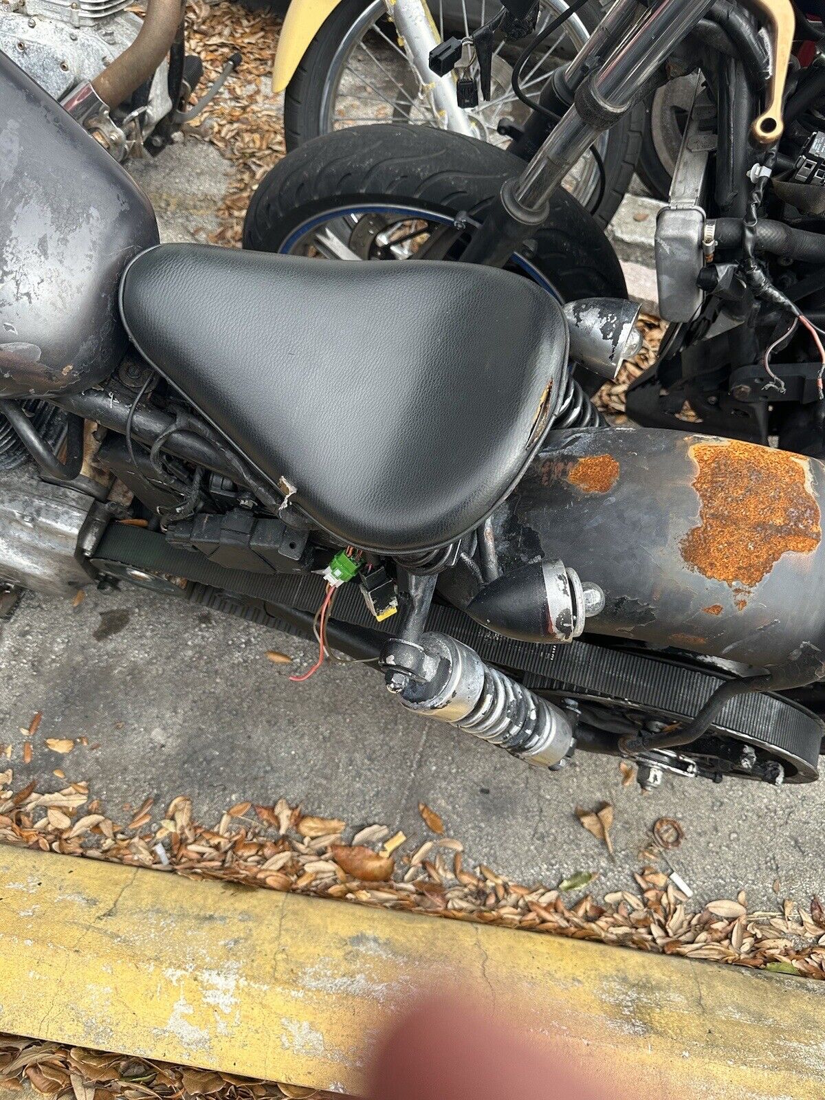 Suzuki Savage 650 LS650 Front Driver Rider Solo Seat Cushion - Torn