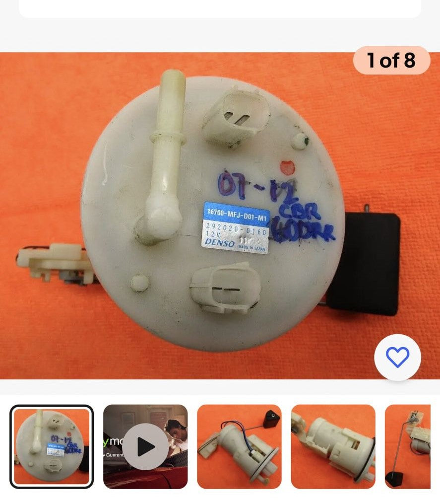 07-12 Honda CBR600RR 600RR Fuel Pump CBR 600 RR 16700-MFJ-D01