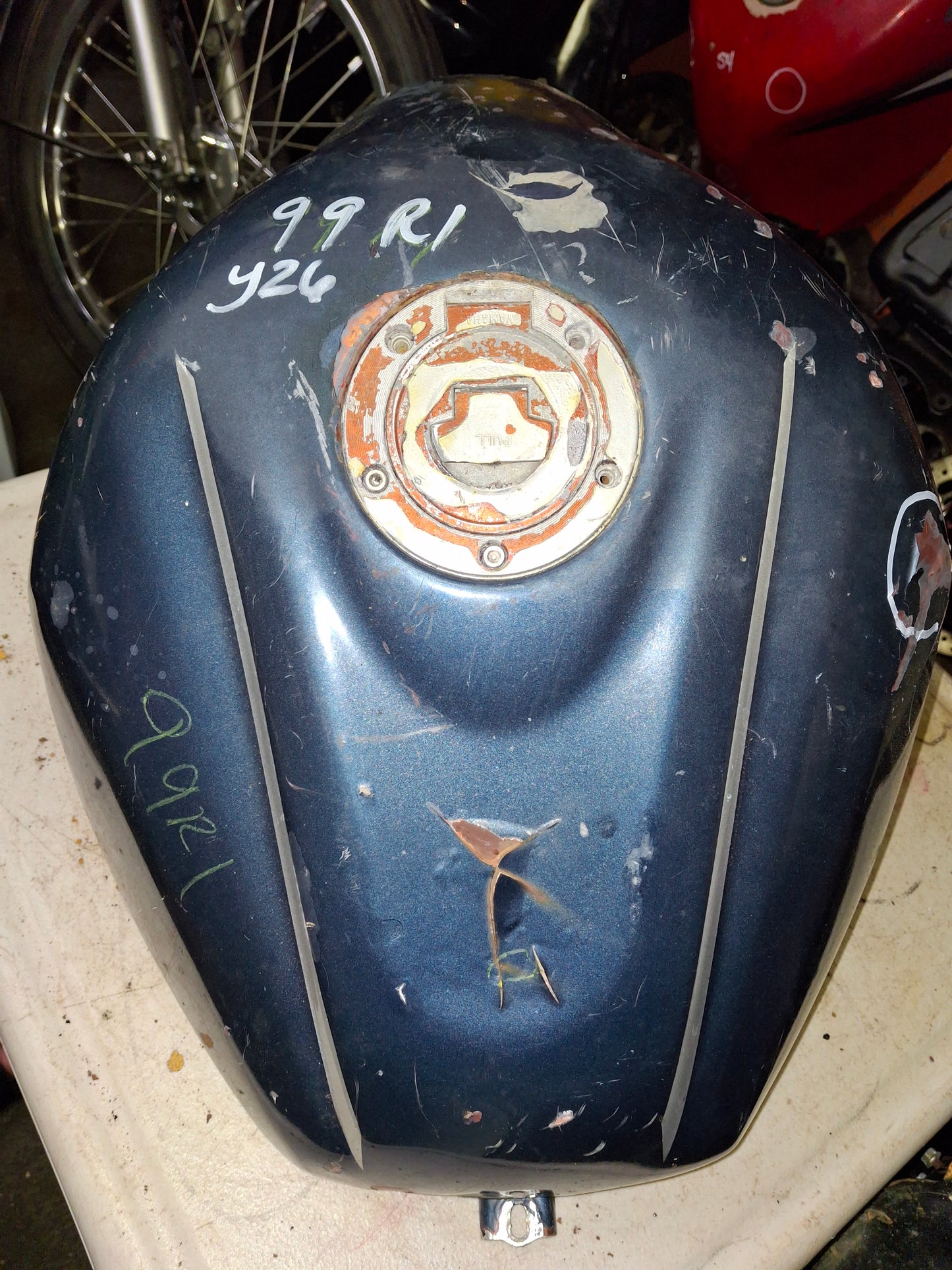 SOLD SOLD 02 03 Yamaha R1 Gas Tank Fuel Petrol Cell YZF R1 5PW-Y2410-30-01