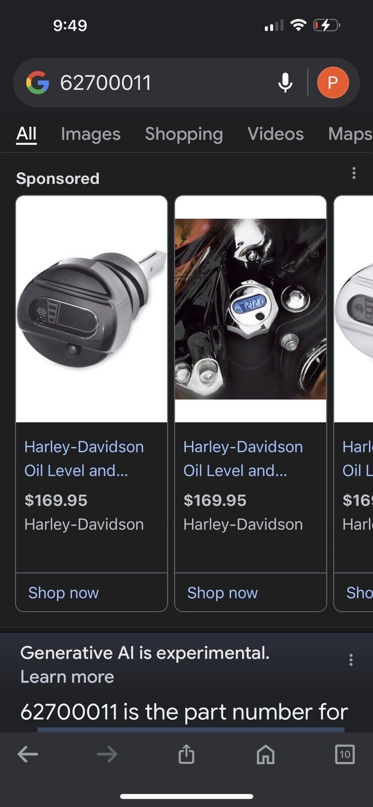SOLD SOLD 2011 Harley-Davidson Sportster Chrome Oil Level Temp Dipstick Meter Harley 62700011 Sporty