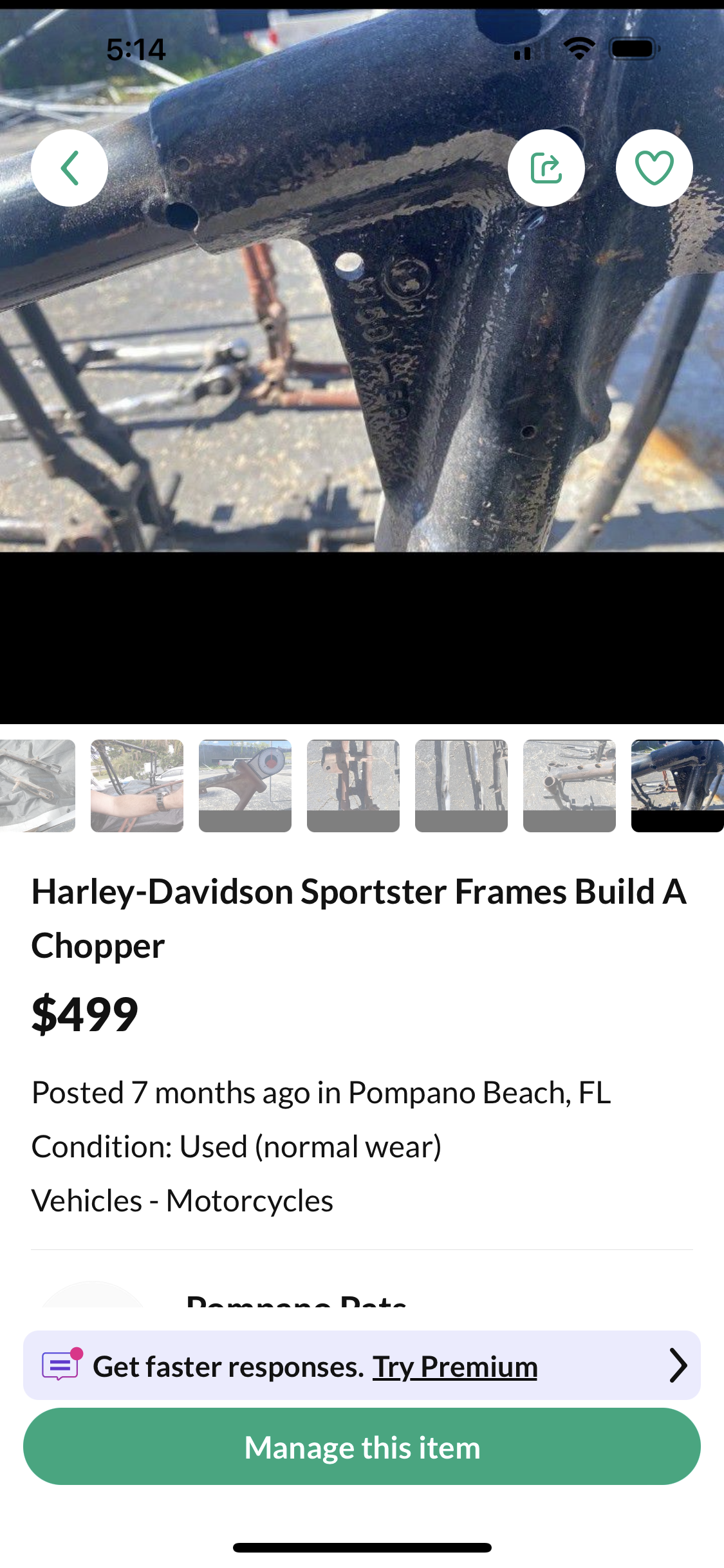 Harley Davidson sportster frames chopper and iron head 90s model 883 also finance available Evo sportster frame 799 chopper and iron head frames 599
