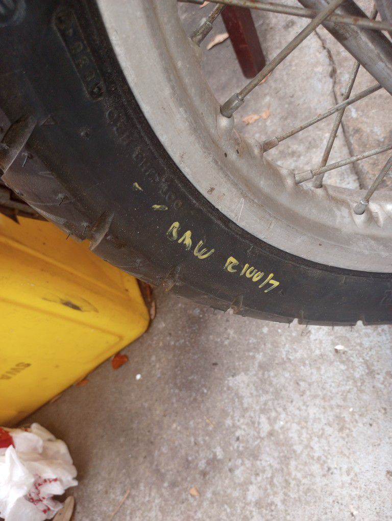 1970 To 1984 BMW Airhead Rear Wheel Rim Axle With Good Tire R100