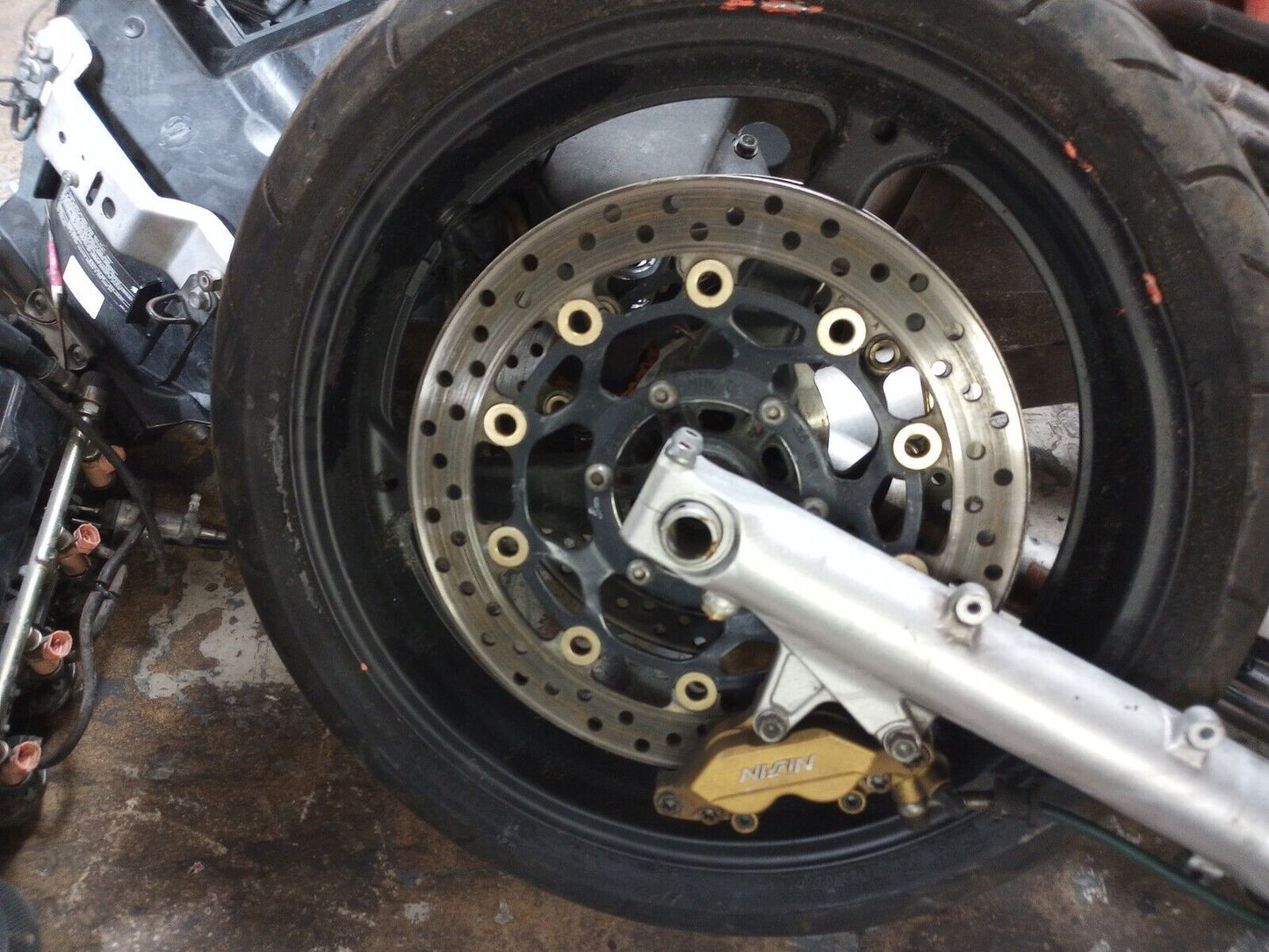 03 04 CBR 600RR Front End Wheel Fork Forks Rim Triple Tree Trees Calipers rotors clip on