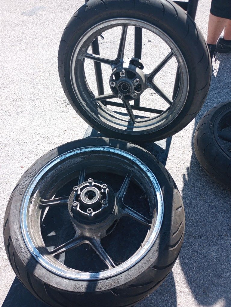 06 Kawasaki ZX-10 ZX10 Front & Rear Rim Rims Wheel Wheels - Pitted