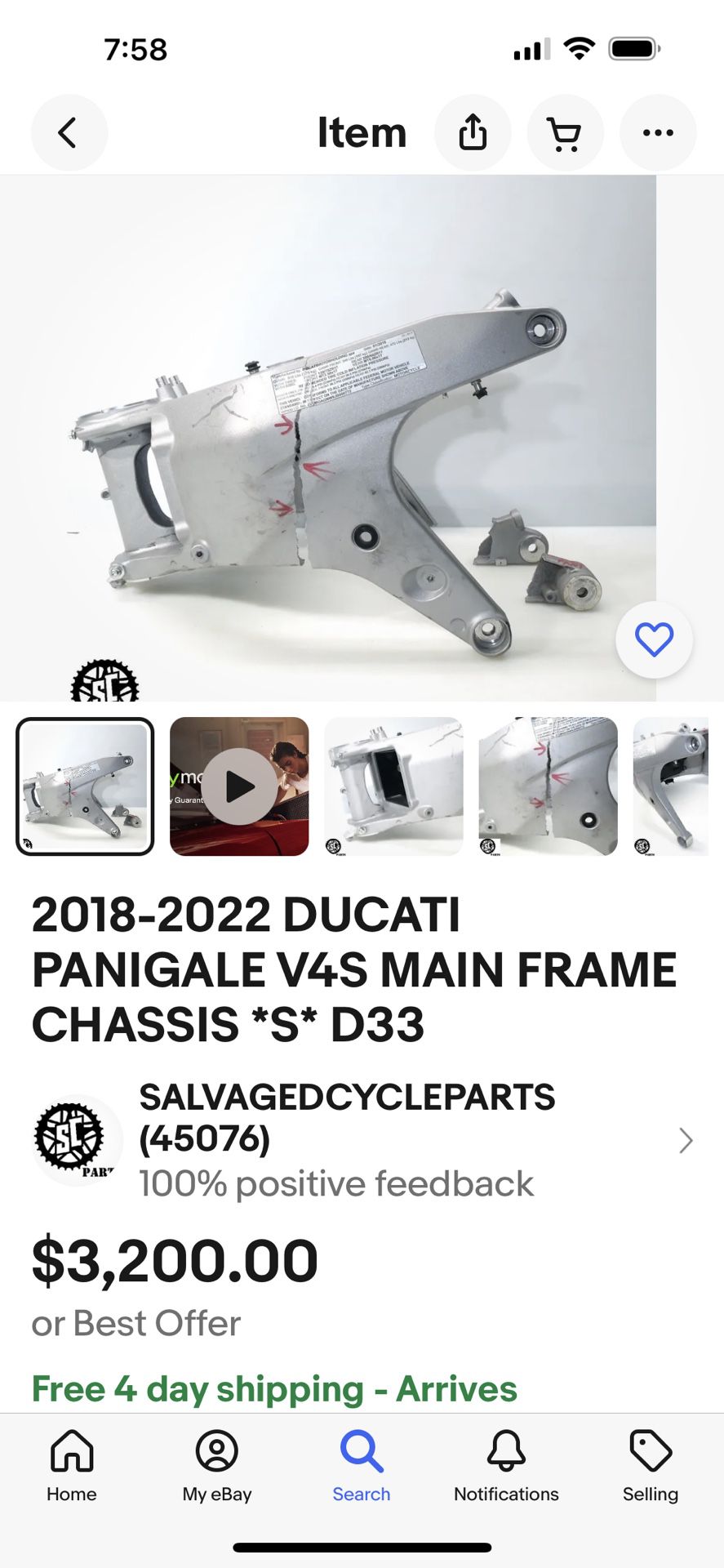 SOLD 2021 Ducati Panigale V4 S for parts , parts bike