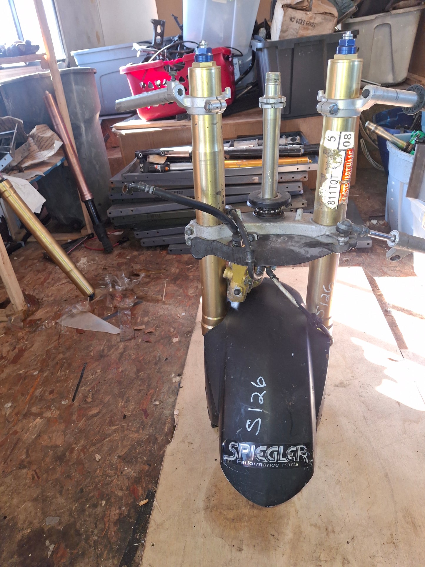 SOLD SOLD 04 05 Suzuki GSXR 600 750 Forks Triple Tree Clip-ons Calipers Fender Damper Axle