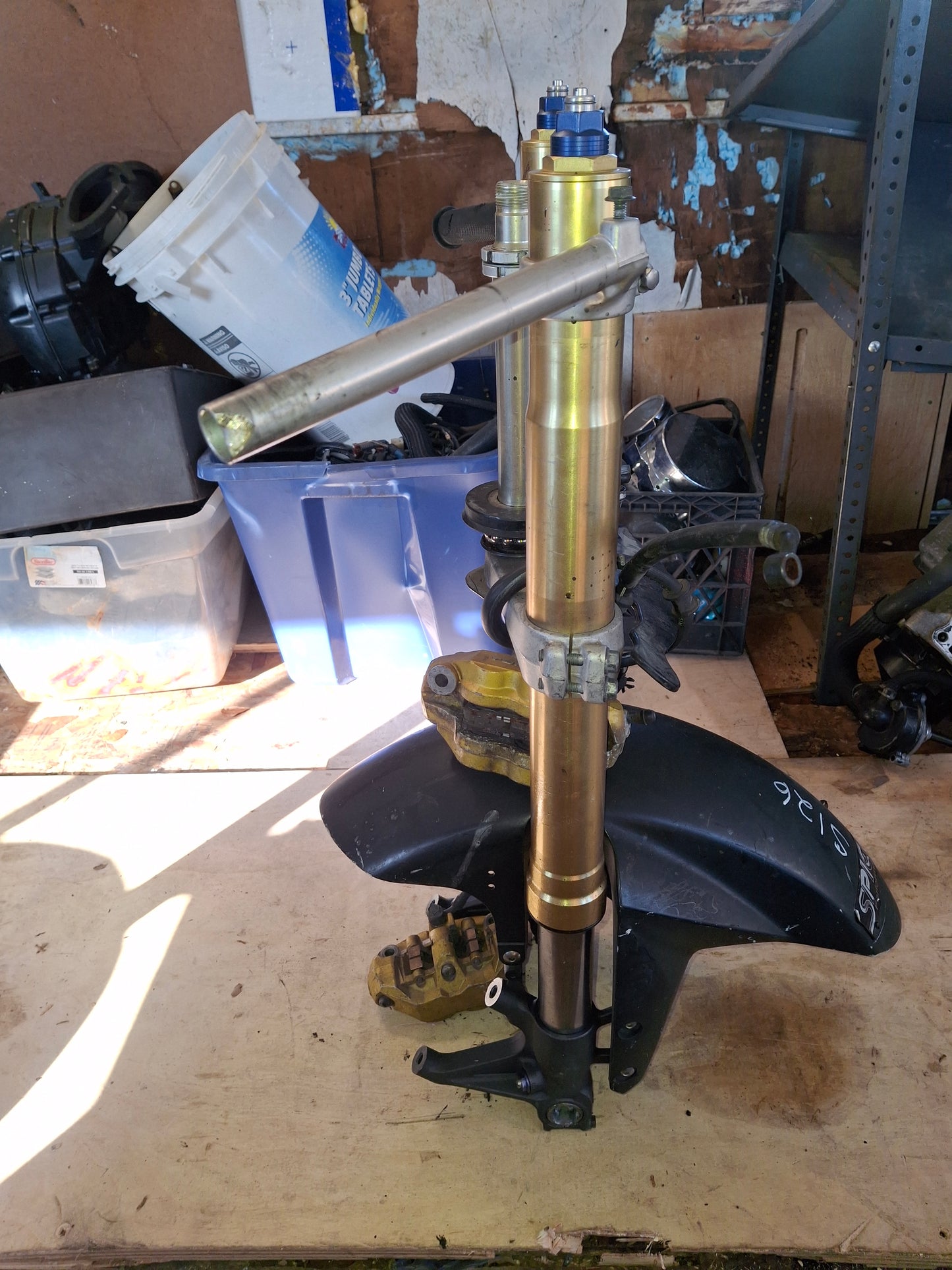 SOLD SOLD 04 05 Suzuki GSXR 600 750 Forks Triple Tree Clip-ons Calipers Fender Damper Axle