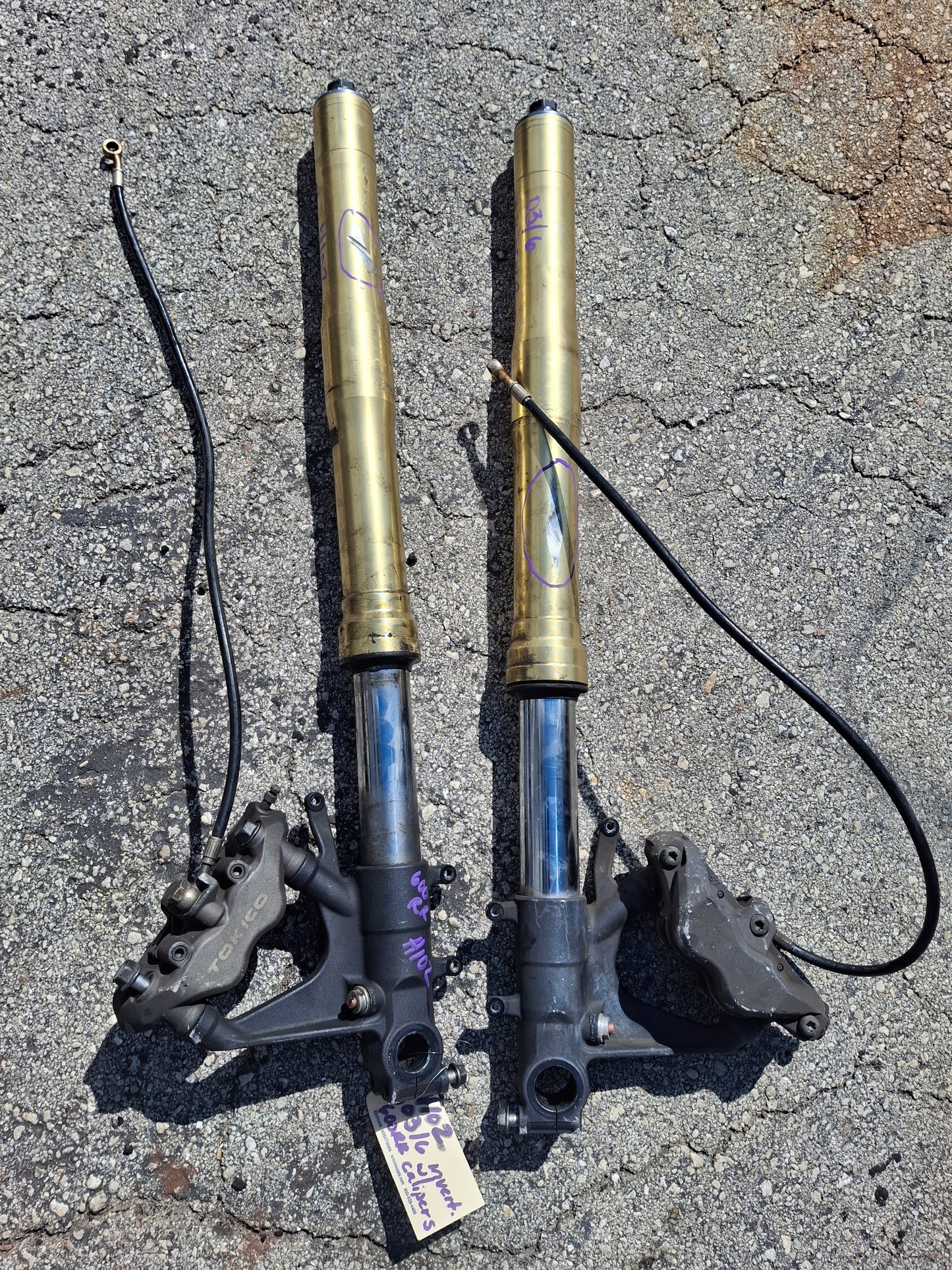 05 06 Honda CBR600RR Forks 600RR Front End W/ Calipers CBR 600 RR Suspension