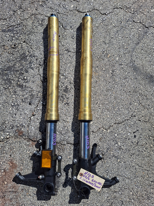 05 06 Honda CBR600RR Forks 600RR Front End R Side Bent CBR 600 RR Suspension MEE