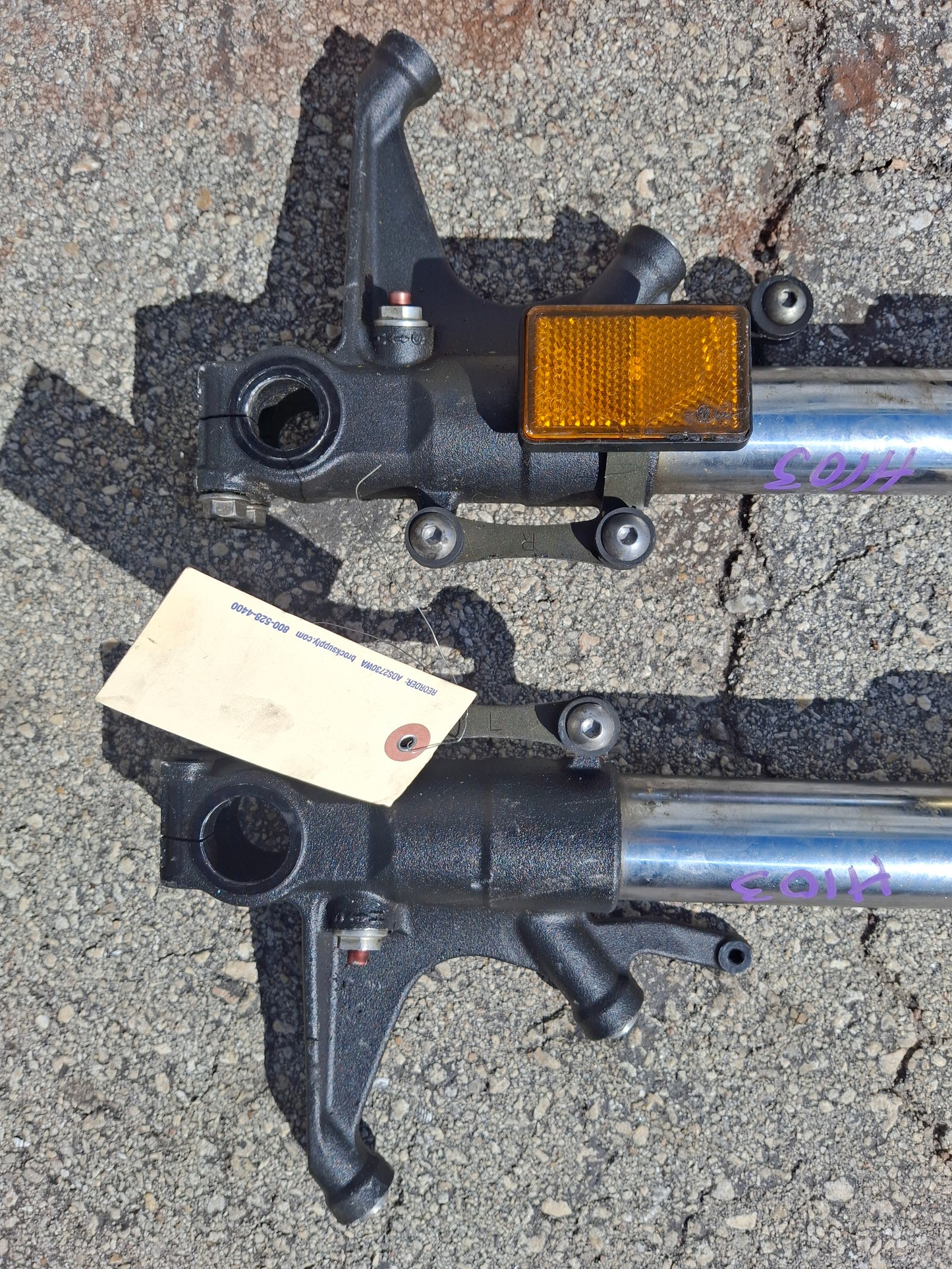 05 06 Honda CBR600RR Forks 600RR Front End R Side Bent CBR 600 RR Suspension MEE