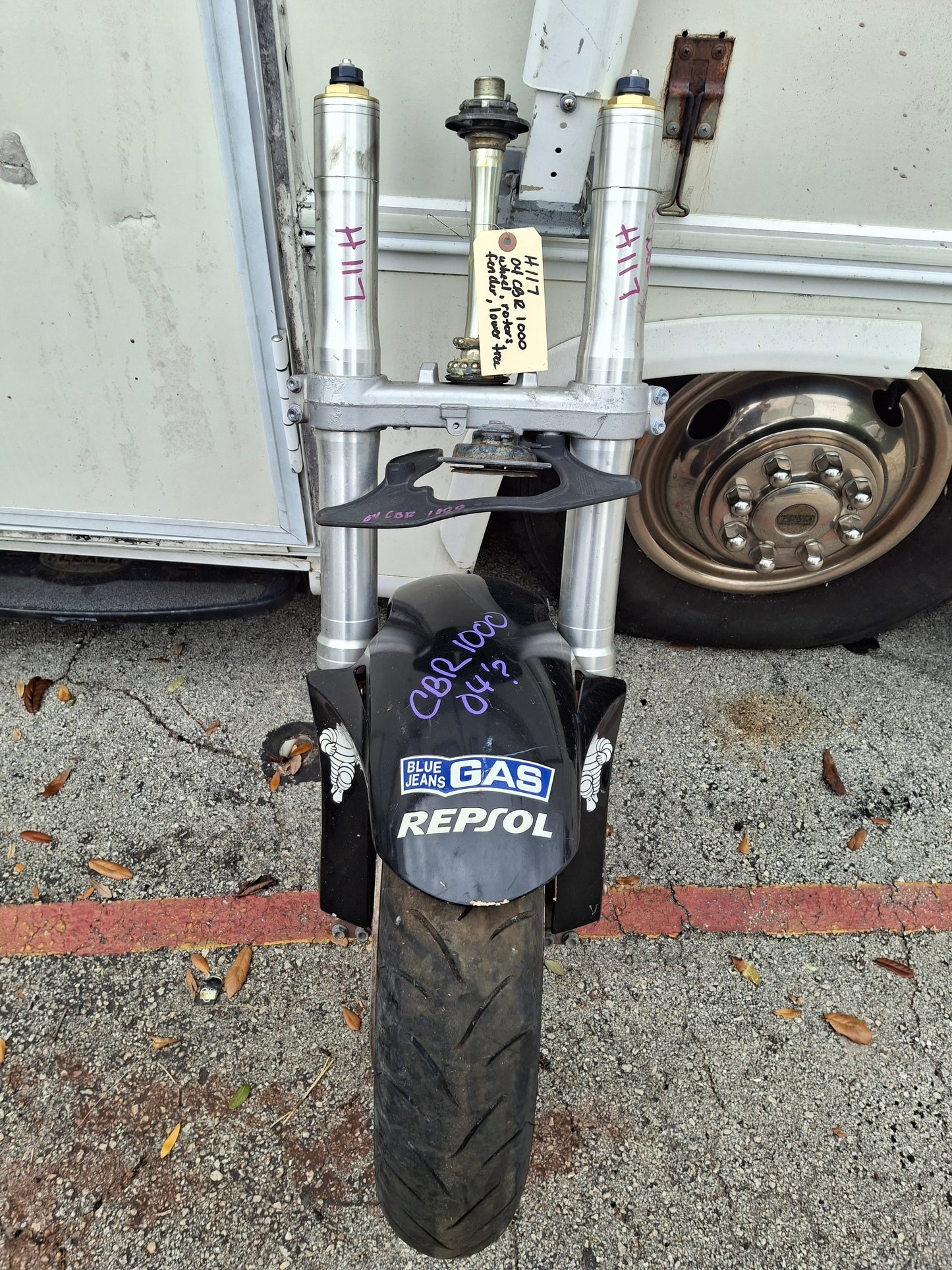 04-07 Honda CBR1000RR Forks CBR 1000 Front End Axle Triple Tree Front Rim Wheel