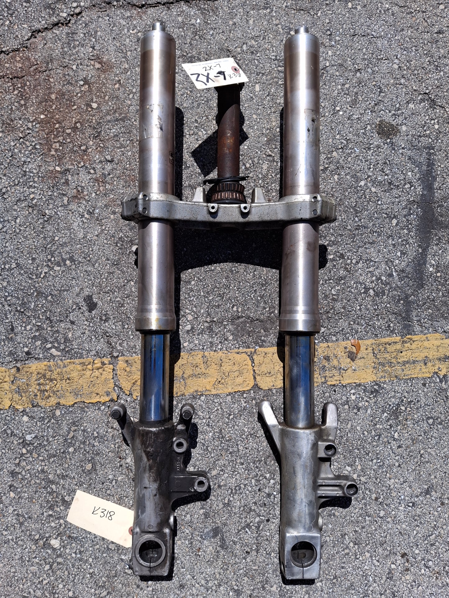93-95 Kawasaki ZX-7 Forks ZX7 Front End Lower Triple Tree ZX-7R Suspension ZX7R