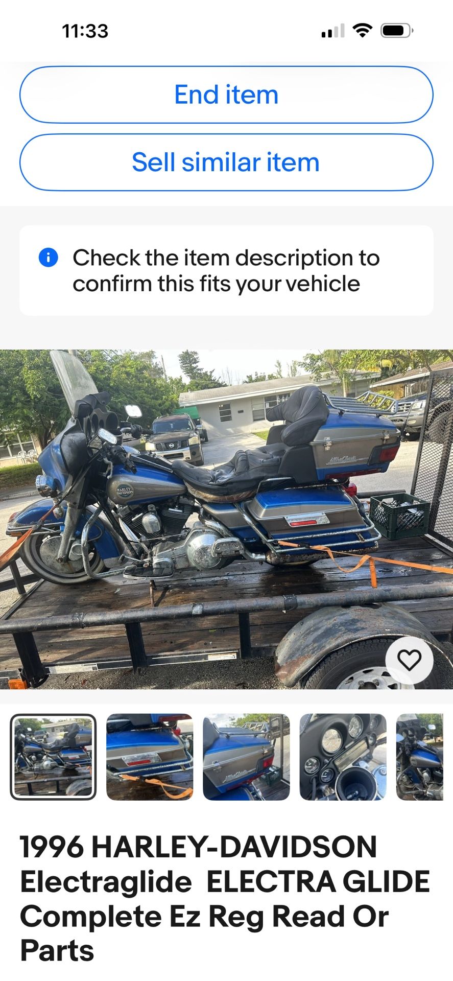 1996 Electra Glide, Project Bike, For parts or Complete, Rusty Lived at the Beach