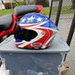 Shoei Full Face Motorcycle Helmet Red White Blue Silver with Stars Large